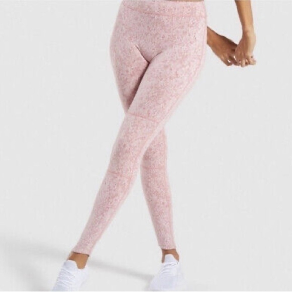 Gymshark  Fleur Texture Leggings Pink White Moroccan Brick Marl Women’s size XS